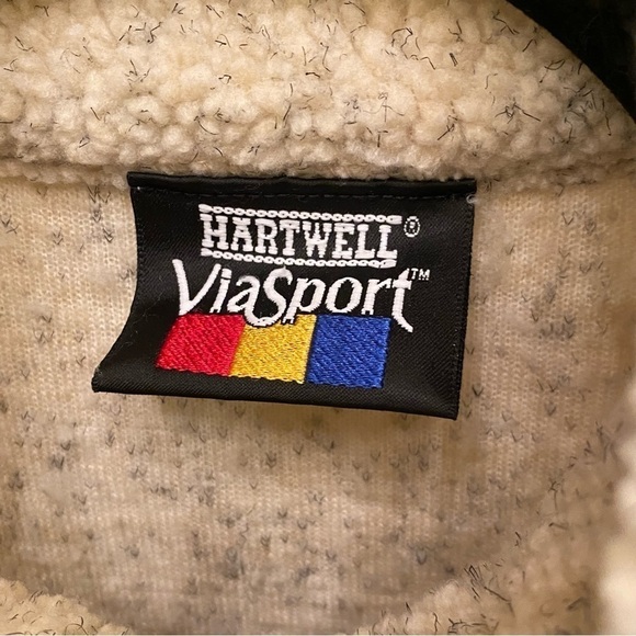 Vintage HARTWELL VIASPORT 3/4 Zip Cream Stevensville Montana Sweater Size Small - Picture 7 of 10